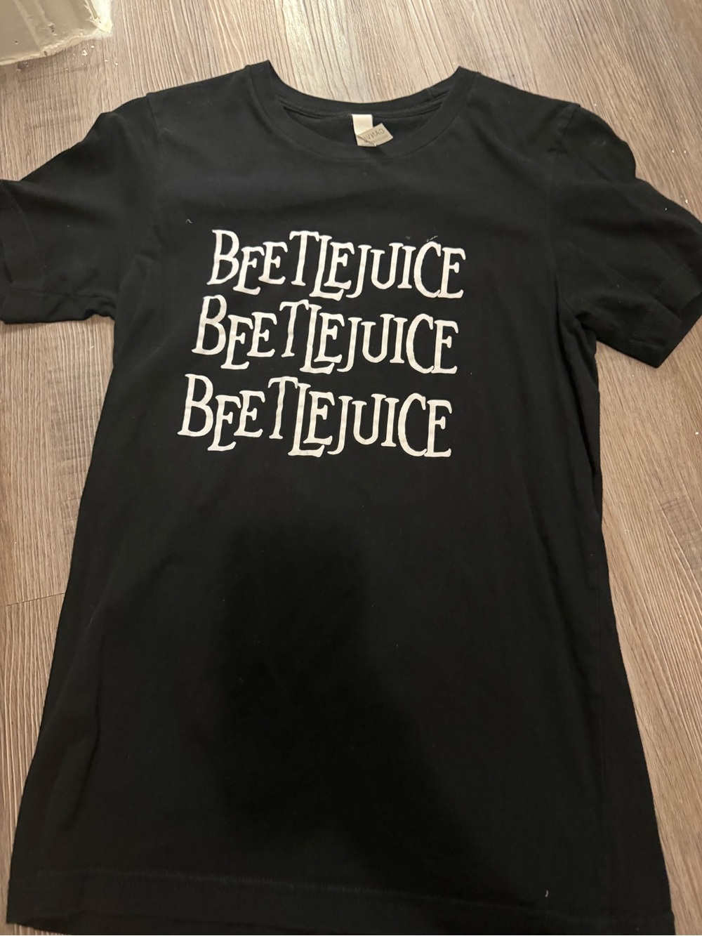 Beetlejuice Graphic Tee - Black with White Text- small